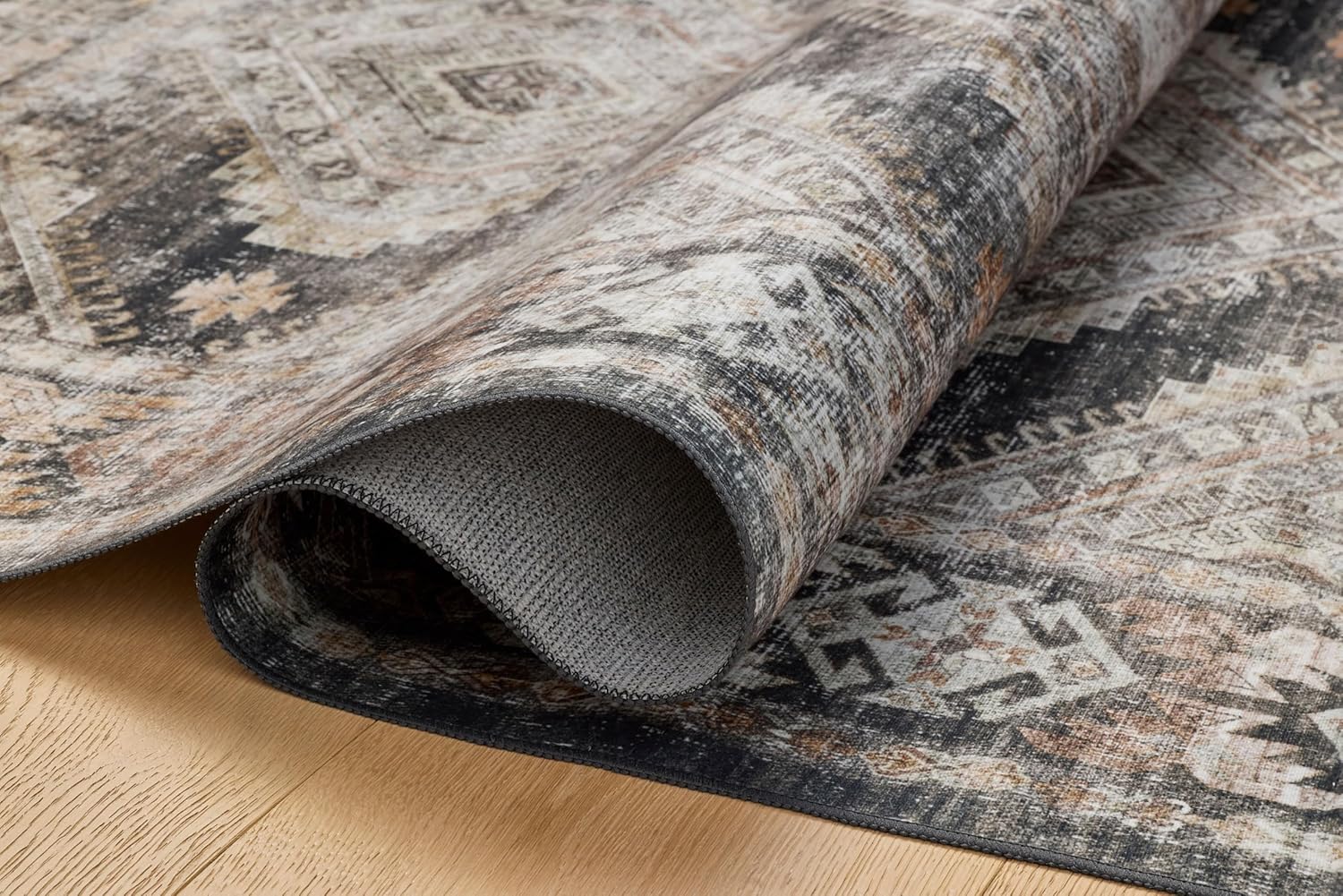 Loloi Amber Lewis Josie Collection JOS-04 Ink/Earth 9'-0" x 12'-0", .13" Pile Height, Low Profile, Machine Washable, Area Rug