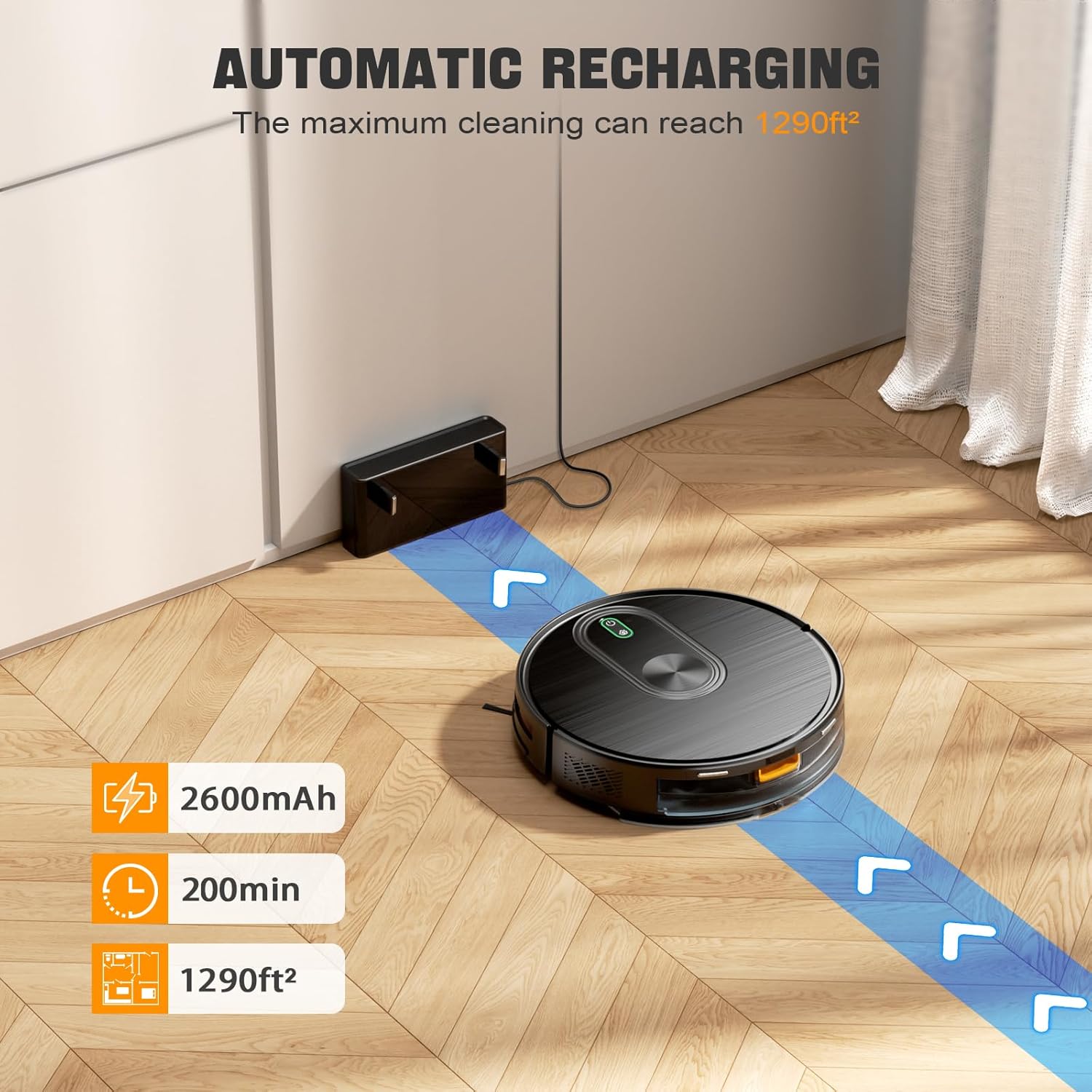 XIEBro 2 in 1 Robot Vacuum and Mop Combo, 6500Pa Suction, Robotic Vacuum Cleaner with 200 Min Runtime, Self-Charging, App/Alexa/Voice Control, Ideal for Hard Floor, Pet Hair, Carpet