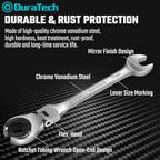 DURATECH 6-Piece Ratcheting Wrench Set with Open Flex-head, Metric Ratcheting Tubing Wrench Set, 10-17mm, 72-Tooth Gear, CR-V Steel, with Organizer Bag, Gifts for Men