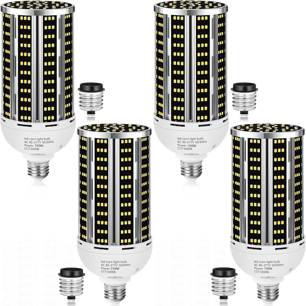 150W 4 pack LED Corn Light Bulb(1500W Equivalent ) ,Commercial Grade DayLight 5000K E26/E39 22900LM Medium Mogul Base LED Lamp,Large Area Lights For Outdoor Indoor Garage Warehouse Factory Bay Light