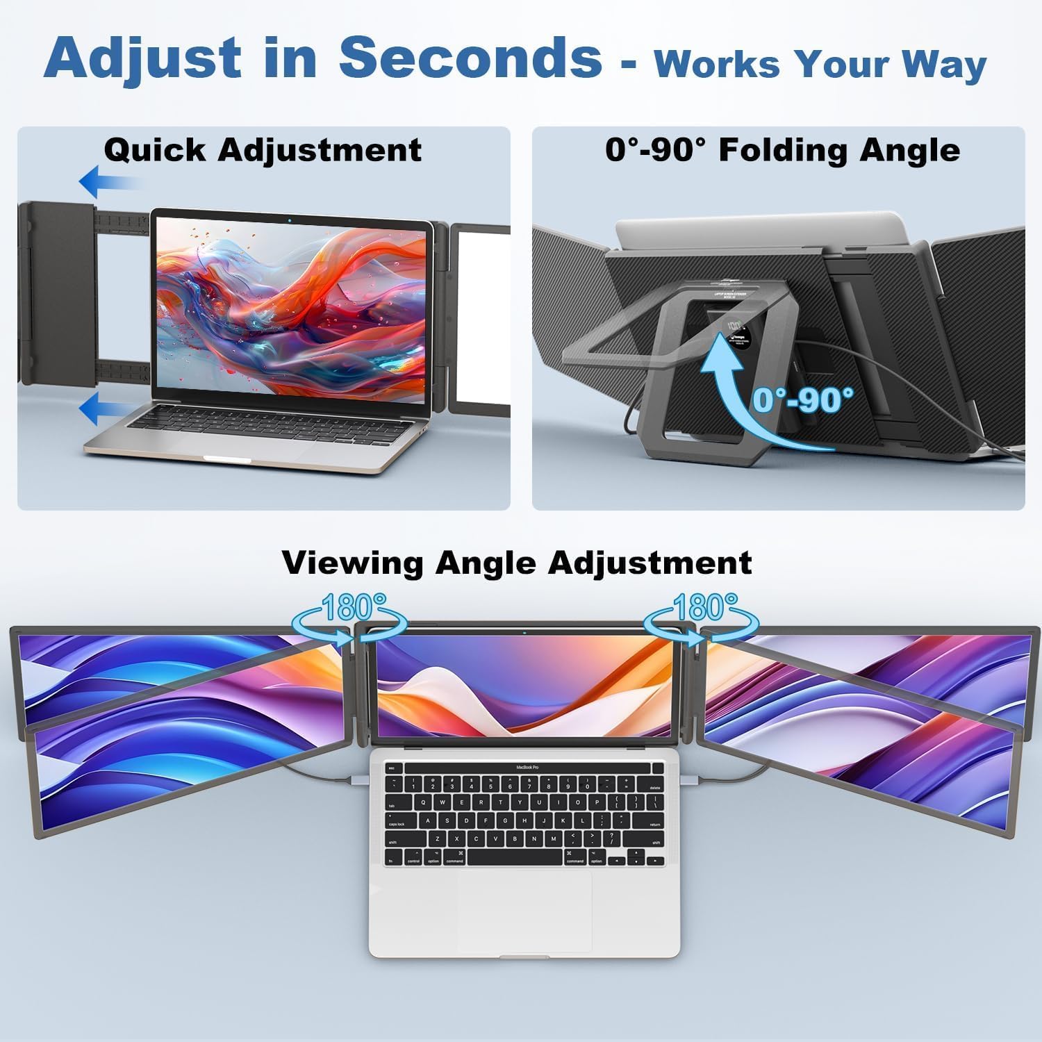 Teamgee 15.6" Laptop Screen Extender with Power Bank  FHD 1080P Triple Monitor  Driver-Free Plug & Play for 13-17" Laptops (HDMI/USB)  Home Office/Small Business  Windows/Mac/Android