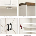 TEENFON Storage Cabinet with Doors & 2 Drawers, Kitchen Cabinet with Adjustable Shelf, Pantry Cabinets, Bathroom Cabinets, for Living Room, Entryway, Home Office, White