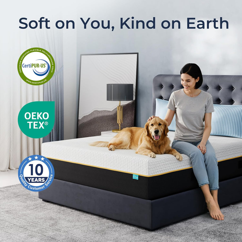 12 Inch Queen Mattress, Cooling Memory Foam Mattress in a Box, Queen Size Mattress for Pressure Relief and Cool Sleep, Medium Plush, CertiPUR-US Certified