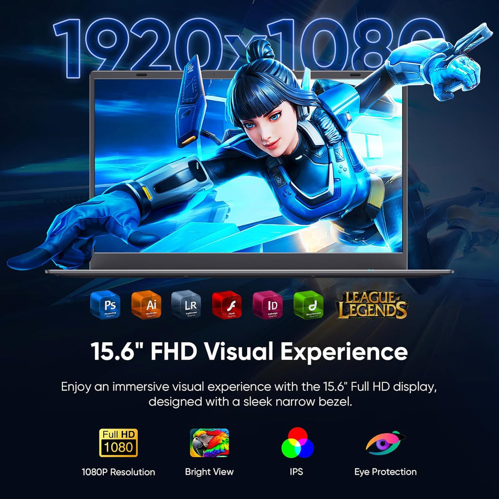 Coolby 15.6inch Laptop  12GB RAM/256GB SSD  1920x1080 IPS Display  Intel N95(Beats N5095) Quad Core Laptop Computer  Support Fingerprint  WiFi 5  BT