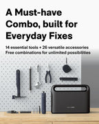 HOTO 40-Piece Tool Kit, Household Essentials Tool Set w/Smart Electric Screwdriver (LED, 3 Torque) + 14 Tools & 26 Accessories | Pro-Grade Compact Organizer for Home, Dorm Repairs, DIY