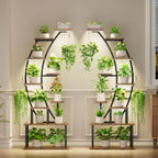 Plant Stand Indoor with Grow Lights  9 Tiered Metal Plant Shelf  64" Tall Plant Stand for Indoor Plants Multiple  Large Plant Rack Display Shelf  Curved Plant Holder for Living Room  Patio
