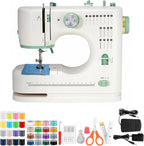 Sewing Machine for Beginners Twin Needles Sewing Machines 16 Built-in Stitches with Accessory Kit, Compact Travel Design for Clothing Repairs, DIY Crafting with Foot Pedal