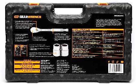 GEARWRENCH 185 Piece Mechanics Hand Tool Set - 1/4", 3/8”, & 1/2" Drive | 90 Tooth | SAE & Metric | GW90MCBMTS