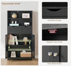Iwell Tall Storage Cabinet, Black Storage Cabinet & Adjustable Shelves, Bathroom Cabinet for Living Room, Dining Room, Entryway, Black