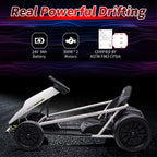 24V Go Kart for Kids 8-12, 300W*2 Motors, 9Ah Battery, 8MPH Speed, Music, Horn, 175lbs Max Load – White