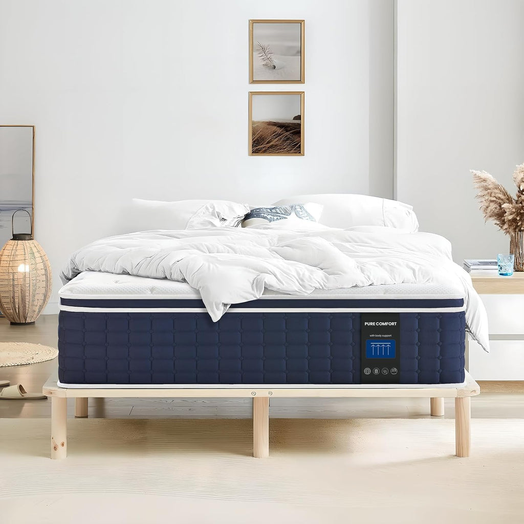 Coolvie Twin XL Mattress 14 Inch, Gel Memory Foam Bed in a Box, Adaptive Support Breathable Hybrid Mattresses with CertiPUR-US Certified, Double Cooling Individually Coil & Medium Plush Support