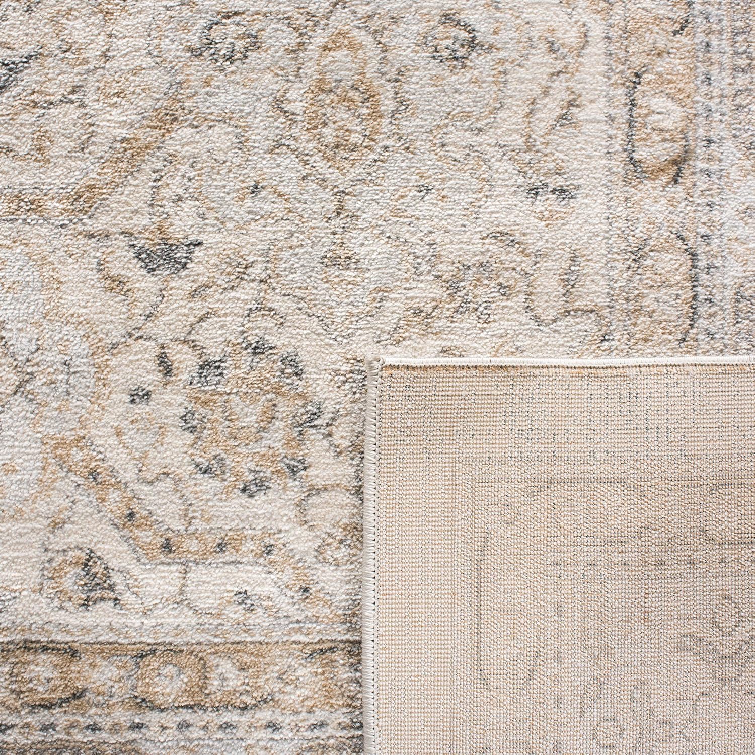 SAFAVIEH Isabella Collection Area Rug - 6'7" x 9', Cream & Beige, Oriental Design, Non-Shedding & Easy Care, Ideal for High Traffic Areas in Living Room, Bedroom (ISA916B)