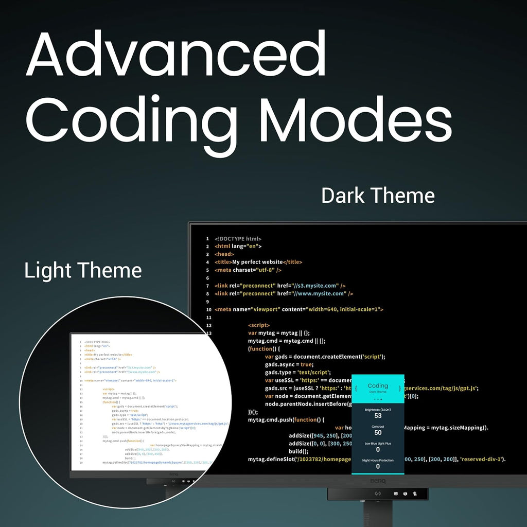 BenQ RD280U 28.2” 4K 3840x2560 3:2 Programming Monitor  Eye-Care  Nano Matte Panel  Coding Modes  MoonHalo Backlight  90W USB-C  KVM  VESA Mount  Developer Monitor