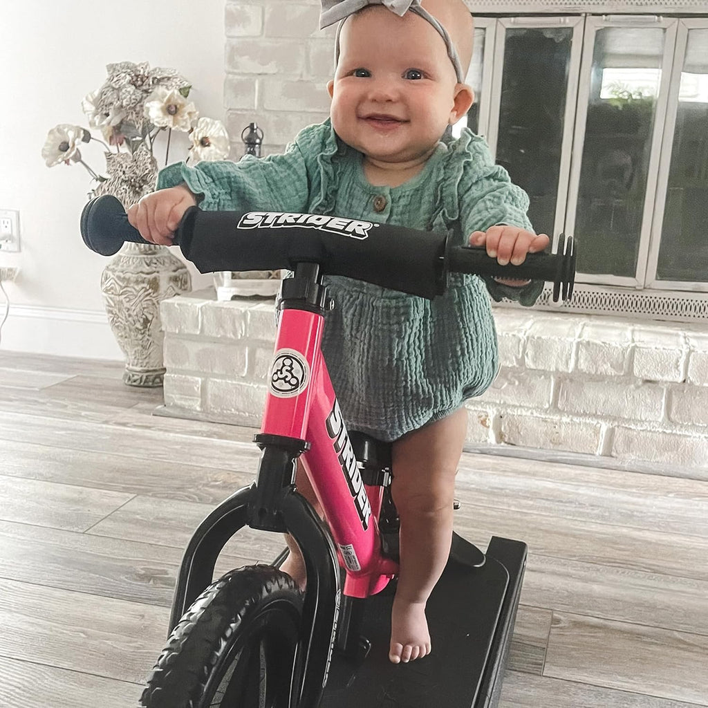 Strider 12” + Rocking Base - Helps Teach Baby How to Ride a Balance Bicycle - for Kids 6 Months to 4 Years - Easy Assembly & Adjustments