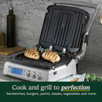 Cuisinart 6-in-1 Elite Griddler, Electric Grill, Griddle & Top Melt, 500°F Temperature Sear Function, LCD Screen, Dishwasher-Safe Cooking Plates, GR-300WSP1, Stainless Steel