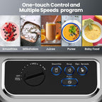 iCucina 1500w Blender for Kitchen with Pre-set Blending Programs, 64oz Heavy Duty Professional-Grade Blenders for Smoothies, Soups, Dips, Nut Butters, BPA-Free Tritan Jar