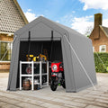 7x10 FT Portable Carport Storage Shed Tent – Heavy Duty Waterproof & UV-Resistant Motorcycle Tent with Roll-Up Zipper Doors, Steel Frame Shelter for Bike, Outdoor Tools & Equipment, Grey