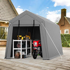 7x10 FT Portable Carport Storage Shed Tent – Heavy Duty Waterproof & UV-Resistant Motorcycle Tent with Roll-Up Zipper Doors, Steel Frame Shelter for Bike, Outdoor Tools & Equipment, Grey