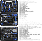 Prostormer Tool Set with 8V Cordless Drill, 369-Piece Home Tool Kit with Drill Driver, Toolbox Storage Case with Drawer, General Household Tools for Home Repairs and DIY, Handyman (Blue)