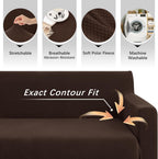 Arfntevss Stretch Sectional Couch Covers L Shaped Corner Sectional Sofa Cover Washable Jacquard Soft Fleece U Shape Sofa Slipcovers Anti Slip Furniture Protector for Dogs Pets (Small, Dark Brown)