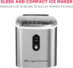 Frigidaire Stainless Steel Ice Maker Machine - Heavy Duty - Makes 26 lbs of Clear Ice Per Day - Digital LED Control Panel - Transparent Window - 1.2 Quart Water Reservoir - Stainless Steel