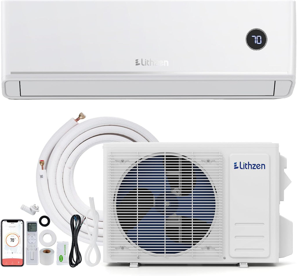 12000 BTU Mini Split Air Conditioner & Heater, 208/230V 18.1 SEER2 Wifi Enabled Energy Efficient Inverter Ductless AC & 1 Ton Heat Pump System, Works with Alexa, Cools Up to 600 Sq. Ft