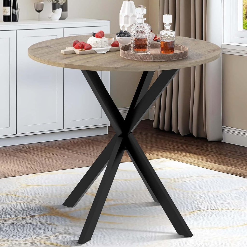 Vantic 31.5" Small Round Dining Table for 2-4, Round Kitchen Table for Small Spaces, Farmhouse Circle Dining Room Table for Kitchen and Living Room, Natural Oak