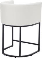 PU Leather Bar Stools Set of 3, Modern Upholstered Counter Height Bar stools 24" Leather Barstools Barrel Kitchen Counter Island Stools with Black Metal Base, White