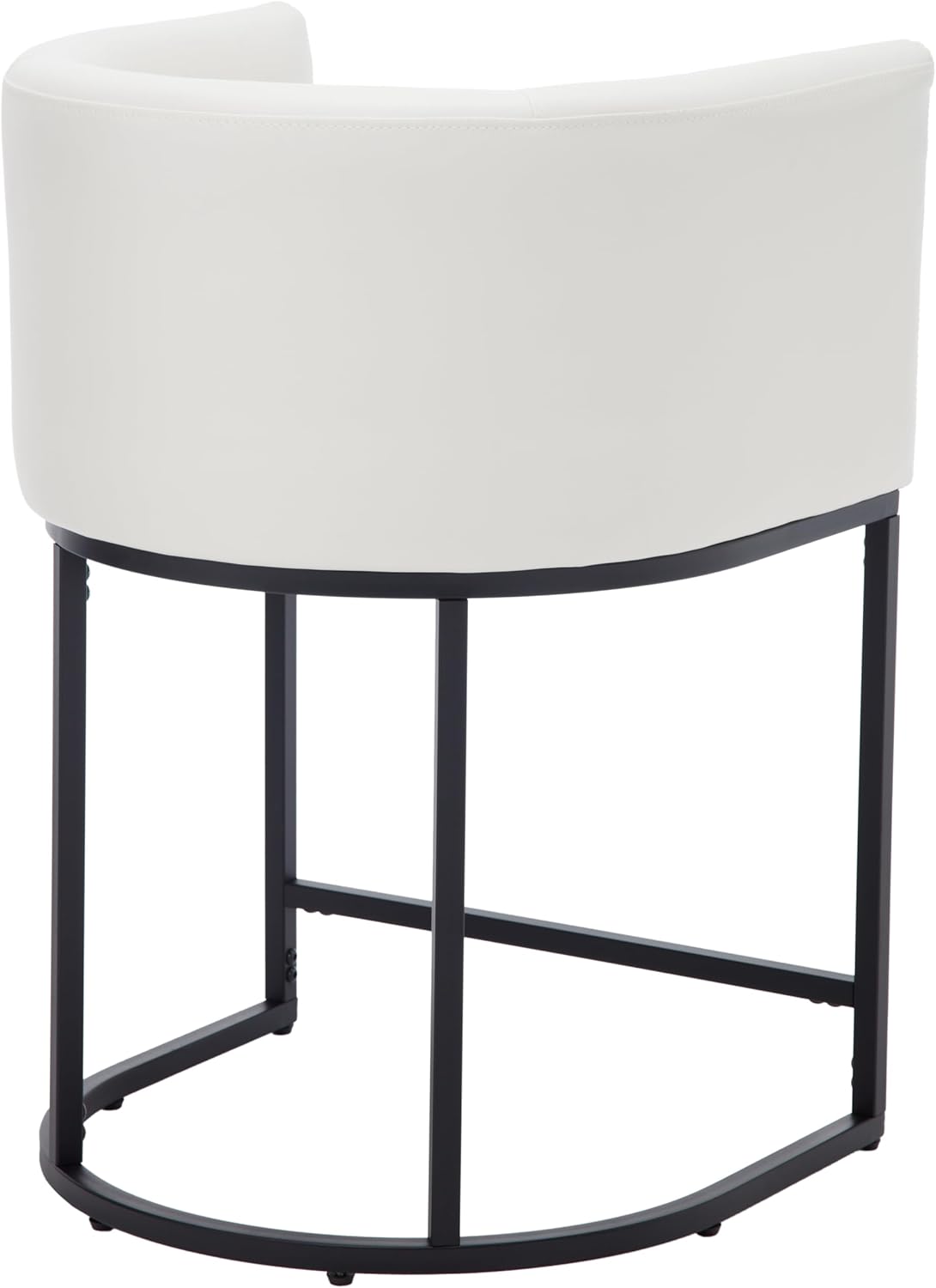 PU Leather Bar Stools Set of 3, Modern Upholstered Counter Height Bar stools 24" Leather Barstools Barrel Kitchen Counter Island Stools with Black Metal Base, White