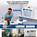 ROVSUN 8000 BTU Window Air Conditioner with Heat, Window AC Unit & Heater Combo with APP & Voice Smart Control, Timer Function & Easy Installation Kit, Work with Alexa/Google Assistant, 115V/60Hz