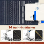 Mini Sewing Machine, Dual Speed Double Needle, 14 Stitch Portable Sewing Machine for Beginners, Adults, Home Use