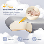 Office Chair for Long Hours & Back Pain Relief – 4" Thick Molded Foam Cushion, Padded Lumbar Support and Flip-up Armrests, Ideal for Office or Study, Light Gray