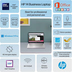 HP 14” Flagship Laptop 2025 AI-Powered Computer  Office Lifetime  Student Business  4-Core Intel CPU  16GB RAM 628GB Storage (128GB UFS+ 500GB Ext)  Long Battery HubxcelAccessory Win 11 Pro Lavender