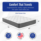 WanderRest 12” Cool Hybrid RV Mattress, Short Queen 60x74, Plush-Medium Gel Memory Foam & Pocketed Coil Bed for RV, Camper or Travel Trailer, Cooling Comfort, Made in USA