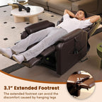 EONIX Clearance Dual Motor Lay Flat Power Lift Recliner Chair for Elderly with Heat and Massage, Electric Leather Lift Chair with Charging Ports, FSC Oeko 400lbs Heavy Duty, SLRY003061, Dark Brown