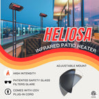 Professional Electric Infrared Outdoor Patio Heater  Wall Mounted  Comes with 6' 120V Plug-in Cord  Water Resistant for Residential and Commercial Use
