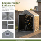 Bike Storage Shed Tent,8 * 6 * 6.2ft Outdoor Storage Shed, Carport, Canopy Shelter with 160g PE Fabric Coated with Silver Waterproof,Bike Covers Shelter for Bicycles,Garden Tools,Various Tools