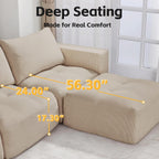 MCombo 121" Modular Sofa Couch, No Assembly Required, L Shaped Compressed Sectional Sofa with Ottoman, Deep Seat Upholstered Boneless Couch for Living Room, SS378 (Light Brown)
