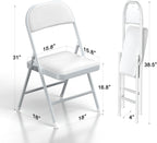 Nazhura 4 Pack Folding Chairs with Padded Cushion and Back, Khaki Metal Chairs with Comfortable Cushion and Durable Steel Frame for Home and Office, for Indoor and Outdoor Events (White, 4 Pack)
