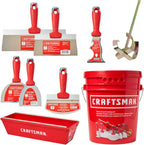 CRAFTSMAN Drywall Hand Tool Kit w/Bucket | 4 & 6-Inch Joint Knives, 8 & 12-Inch Taping Knives, 9-in-1 Multi Tool, Bucket Scoop, Mixer, Mud Pans | Taping, Finishing, Drywall Repairs