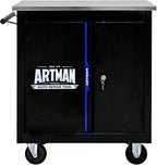 2-Door 2-Shelf Rolling Tool Chest with Stainless Steel Countertop,Tool Chest with Secure Locking System,Mobile Storage Tool Cabinet with 360°Wheels and Padded Feet,for Home,Garage(Black+Blue)