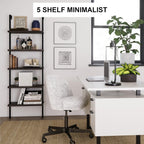 Nathan James 65501 Theo 5-Shelf Wood Modern Bookcase, Open Wall Mount Ladder Bookshelf with Industrial Metal Frame, Dark Walnut Brown/Black, Set of 2