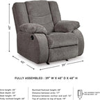 Signature Design by Ashley Tulen Contemporary Rocker Recliner, Gentle Rocking Motion, Pull Tab Reclining, Fabric Upholstery, 39" W x 40" D x 40" H, Dark Gray