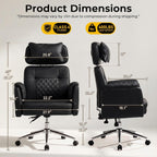 Big and Tall Office Chair - Criss Cross Leather High Back Executive Office Chair with Armrests & Wheels, Ergonomic Computer Gaming Desk Chair for Home, Makeup Vanity & Bedroom, Black, 49.6”H×22”W