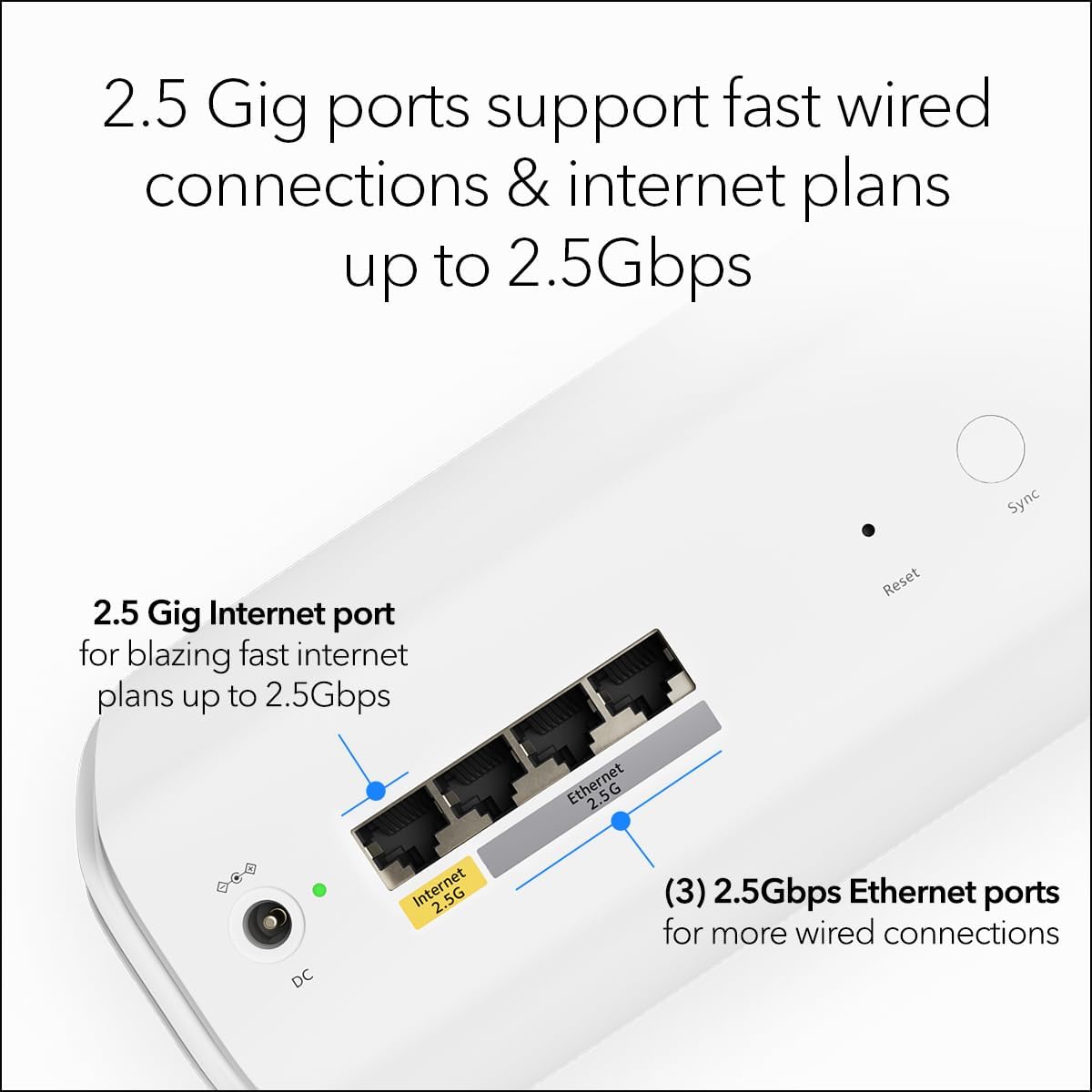 NETGEAR Orbi 770 Series Tri-Band WiFi 7 Mesh Network System (RBE773) - Router + 2 Satellite Extenders  Security Features  Up to 11Gbps  Covers up to 8 000 sq. ft.  100 Devices  2.5 Gig Internet Port