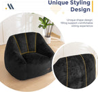 MAXYOYO Bean Bag Chair, Comfy Bean Bag Sofa with Back Support, Faux Fur Bean Bag Chair for Adults and Kids, Stuffed Floor Sofa for Living Room, Bedroom, Apartment, Black