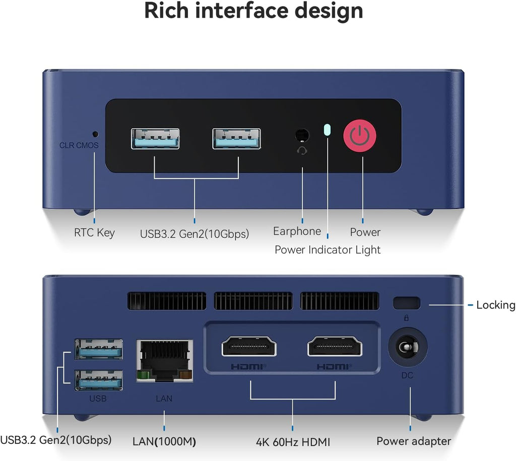 Beelink Mini PC  Mini S12 Intel 12th Gen 4-Core N95(up to 3.4GHz)  Mini Computer 8GB DDR4 RAM 256GB SSD  Desktop PC Dual HDMI 4K UHD/Gigabit Ethernet/Dual WiFi5/BT4.2/HTPC/W11 Home