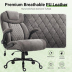 Office Chair, Big and Tall Executive Chairs with Lumbar Support for Back Pain, Breathable Fabric Desk Computer Chair with Adjustable Flip-up Armrests,Wide Cushion Swivel Home Office Chair Black,Grey