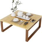 soges Small Foldable Coffee Table, Wooden Low Table for Sitting on The Floor, Bamboo Floor Desk, Japanese Dining Table, Tatami Table for Living Room Bedroom, 60HSLZCT03BB