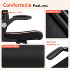 Ergonomic Office Chair, Computer Desk Chair with Adjustable Lumbar Support, Breathable Mesh Office Chair with Flip-up Armrests, Rocking Function, Comfy Home Office Desk Chair, Black